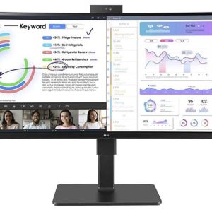 LG 34' 34BQ77QC-B Webcam IPS WQHD UltraWide , 3440x1440 21:9 5ms, HDR10 Height Adjust Tilt Swivel Pivot, SPK HDMI DP USB-C 90w, RJ45  Monitor
