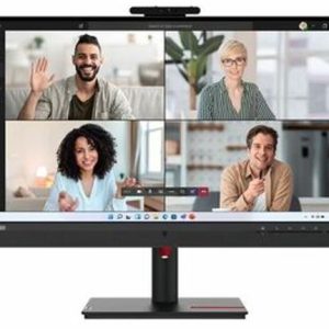 LENOVO ThinkVision T27hv-30 27' QHD Monitor IPS 2K 2560x1440 16:9 Height Adjustable Tilt Swivel Pivot Webcam MIC Spk DP HDMI USB-C LAN 90W PD 4xUSB