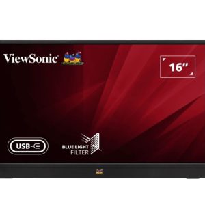 ViewSonic 16' IPS VA1655 FHD, 60w USB-C, Mini HDMI, Speakers Video Extension, vertical display, 53 degree tilt, Mac. 1KG Ultra Portable Monitor, Stand