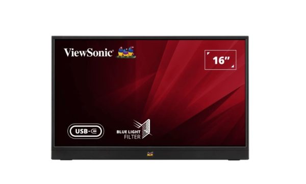 ViewSonic 16' IPS VA1655 FHD, 60w USB-C, Mini HDMI, Speakers Video Extension, vertical display, 53 degree tilt, Mac. 1KG Ultra Portable Monitor, Stand
