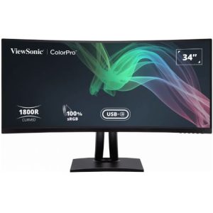 EOFY ViewSonic 34' ColorPro™ 21:9 Curved UWQHD 3440 x 1440, 90W USB-C, 100% sRGB, Delta E < 2 color Accuracy, Pre-calibrated Pro Designer Monitor