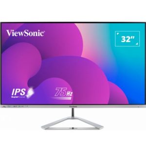 ViewSonic 32' Office Professional Stylish Elegant & Ultra Thin bezel, SuperClear IPS  4ms, FHD, HDMI, DP, VGA, Speakers, Low Energy 26w, V100, Monitor