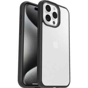 OtterBox React Apple iPhone 15 Pro (6.1') Case Black Crystal (Clear/Black) - (77-92753), Antimicrobial, DROP+ Military Standard, 7 Years Warranty