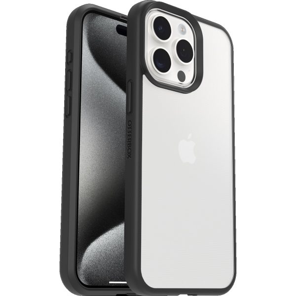 OtterBox React Apple iPhone 15 Pro (6.1') Case Black Crystal (Clear/Black) - (77-92753), Antimicrobial, DROP+ Military Standard, 7 Years Warranty