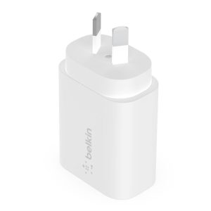 Belkin Boost Charge USB-C PD 3.0 PPS Wall Charger 25W - White (WCA004auWH), Compact and Travel-Ready,A Smarter, Faster Charger, 2 Years Warranty