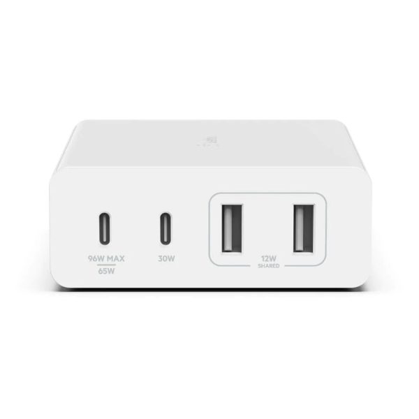 Belkin BoostCharge Pro 4-Port GaN Charger 108W - White (WCH010auWH), 2xUSB-C & 2xUSB-A, 2M Cable, Intelligent and Fast Charger, 2 Years Warranty