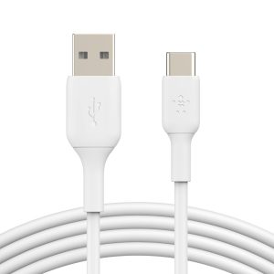 Belkin BoostCharge USB-C to USB-A Cable (1M) - White (CAB001bt1MWH), 15W, 480Mbps, 25K+ Bend, Samsung Galaxy, iPad, MacBook, Google, 2 Years Warranty