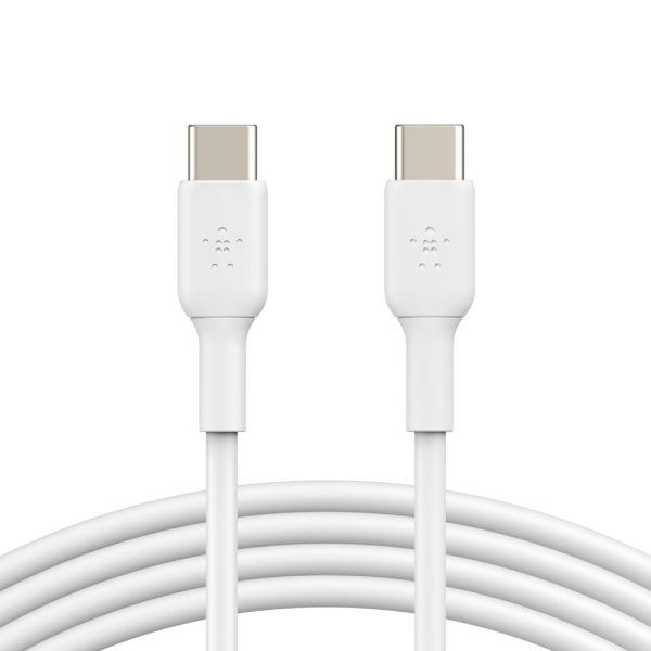 Belkin BoostCharge USB-C to USB-C Cable (1M) - White (CAB003bt1MWH), 60W, 480Mbps, 25K+ bend, Samsung Galaxy, iPad, MacBook, Google, 2 Years Warranty