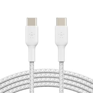 Belkin BoostCharge USB-C to USB-C Cable (2M) - White (CAB004bt1MWH), 60W, 480Mbps,25K+ bend, Samsung Galaxy, iPad, MacBook  Google, 2 Years Warranty