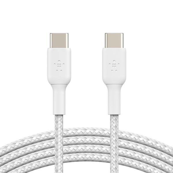 Belkin BoostCharge USB-C to USB-C Cable (2M) - White (CAB004bt1MWH), 60W, 480Mbps,25K+ bend, Samsung Galaxy, iPad, MacBook  Google, 2 Years Warranty