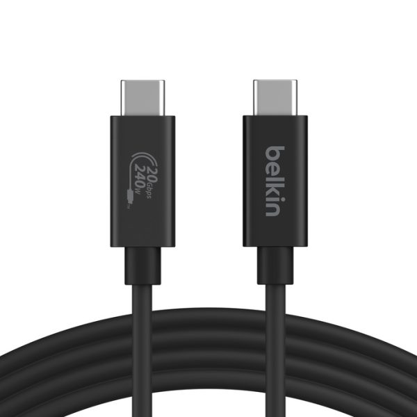 Belkin Connect USB4 Cable 2M Black - (INZ004BT2MBK), 240W, 20Gbps, 4K@60Hz, Thunderbolt 4, Thunderbolt 3, USB 3.2, USB-IF Certified, 2 Years Warranty