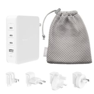 Belkin BoostCharge Pro 140W 4-Port GaN Wall Charger - White (WCH014BTWH-V3), 3x USB-C, 1xUSB-A, 2M Cable,Intelligent And Fast Charger,2 Years Warranty