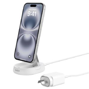 Belkin BoostCharge Pro Convertable Magnetic Wireless Charging Stand With Qi2 15W-White(WIA008auBK),20W PSU,1.5M USB-C Cable,CEW $2500,2 Years Warranty