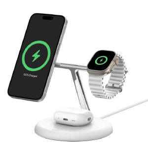 Belkin BoostCharge Pro 3-in-1 Magnetic Wireless Charging Stand with Qi2 15W White(WIZ023AUWH), 36W USB-C PSU,Fast Charging,CEW $2500, 2 Years Warranty