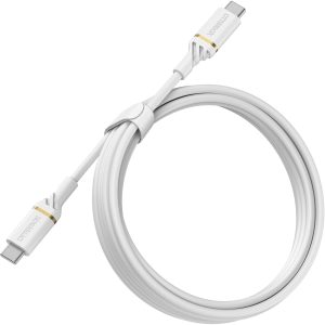 OtterBox USB-C to USB-C (2.0) PD Fast Charge Cable (2M) - White (78-52673),3 AMPS (60W), Samsung Galaxy, Apple iPhone, iPad, MacBook, 2 Years Warranty