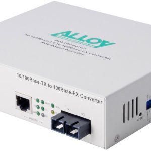 Alloy POE200SC.20 10/100Base-TX to 100Base-FX Single Mode Fibre (SC) Converter, provides PoE power (RJ-45). 20km