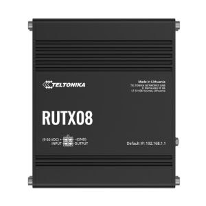 Teltonika RUTX08 Industrial Ethernet Router, Next Gen VPN Router for Professional Applications, Quad-Core CPU, 256 MB RAM, PSU included
