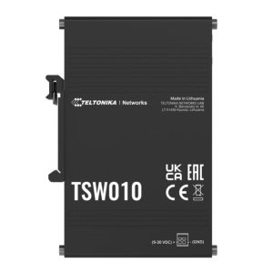 Teltonika TSW010 DIN Rail Ethernet Switch, 5x Ethernet Ports with speeds of up to 100 Mbps, Integrated DIN Rail Bracket, Plug and Play, PSU excluded