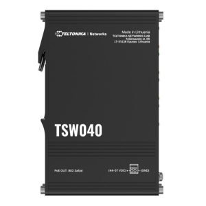 Teltonika TSW040 - 8-port PoE+ Switch (7-57 VDC, or 44-57 VDC for PoE-out) Integrated DIN Rail Bracket - 10/100 Mbps, supports auto MDI/MDIX crossover