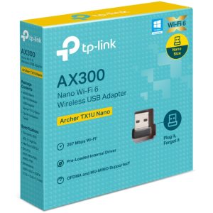 TP-Link Archer TX1U Nano AX300 Nano Wi-Fi 6 Wireless USB Adapter , 287 Mbps at 2.4 GHz ,  Internal Antennas, USB 2.0 , MU-MIMO, OFDMA