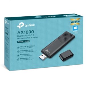 TP-Link Archer TX20U AX1800 Dual Band Wi-Fi 6 Wireless USB Adapter, 1201 Mbps at 5 GHz + 574 Mbps at 2.4 GHz, MU-MIMO, OFDMA, WPA3