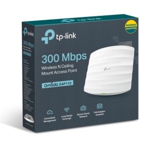 TP-Link EAP110 Omada 300Mbps Wireless N300 Ceiling Mount Access Point 1x1Gbps RJ45 PoE 1x Console Port 2x4dBi Omni Internal Antenna,Omada