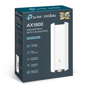 TP-Link EAP610-Outdoor Omada AX1800 Indoor/Outdoor WiFi 6 Access Point, 1.8 Gbps, Long Range Coverage, IP67 Weatherproof, OFDMA, MU-MIMO