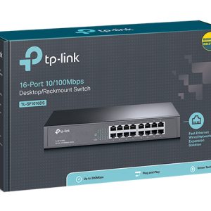 TP-Link TL-SF1016DS 16-Port 10/100Mbps Smart Switch or wall-mounting design Plug and play 3.2Gbps Switching Capacity Auto-MDI/MDIX Supports MAC(LS)