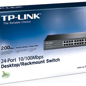 TP-Link TL-SF1024D 24-Port 10/100Mbps Rackmount Unmanaged Switch energy-efficient Supports MAC 13-inch Desktop steel case 4.8 Gbps Switching Cap