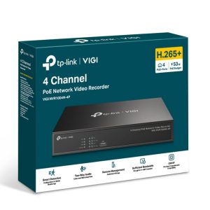 TP-Link VIGI NVR1004H-4P 4 Channel PoE+ Network Video Recorder, 24/7 Continuous Recording, 4K HDMI Video Output & 16MP Decoding (HDD Not Included)