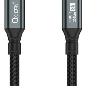 Oxhorn 2m USB-C to USB-C USB 3.2 Gen2 Braided 20Gbps 8K@60Hz 5A 20V 100W PD Fast Charging Video Cable for Laptop Phone Tablet Docking USB-C Devices