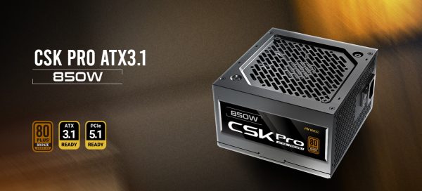Antec CSK850 PRO Semi-Modular latest ATX 3.1, PCI-E 5.1 for 4080, 5080, 7900xt, 90x High Quality Japanese Capacitors, Performance and reliability, PSU
