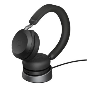 Jabra Evolve2 75 USB-A Link380a MS Stereo Stand Black,  8-Mic Technology, 36 Hours Battery & Fast Charge, Dual-Foam Tech, Discreet Hide-Away Boom Arm