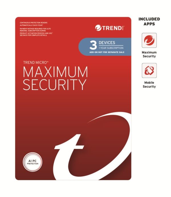 Trend Micro Maximum Security (3 Devices) 1Yr Add-on Auto Renew