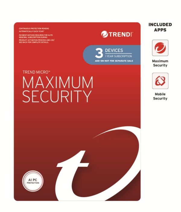 Trend Micro Maximum Security Plus (3 Devices) 1 Year Add-on Auto Renew
