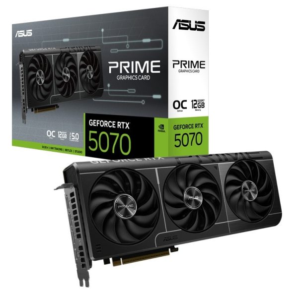 ASUS nVidia GeForce PRIME-RTX5070-O12G RTX5070,HDMI*1,DP*3,12G,D7 The Prime RTX 5070 features a 2.5 slot design with a carefully arranged layout