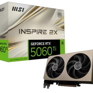 MSI nVidia GeForce RTX™ 5060 Ti 8G INSPIRE 2X OC, PCI Express® Gen 5 x 16, Boost: 2617 MHz, CUDA 4608 Units, 8GB GDDR7, HDMI™ x 1