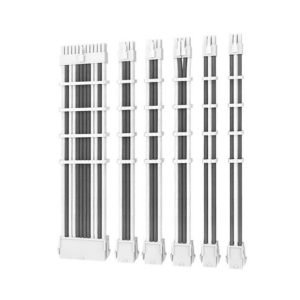 (LSAntec CIP4 Cable Kit White Grey - 6 Pack, 24ATX, 4+4 EPS, 16AWG Thicker, High Performance 300mm long Length. Premium Sleeved & Universal