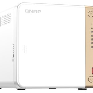 QNAP TS-462-4G 4-Bay desktop NAS, Intel® Celeron® N4505 dual-core, 4 GB DDR4 onboard not expandable, 4 x 3.5'/2.5' SATA 6Gb/s drive bays, 2 x M.2 2280