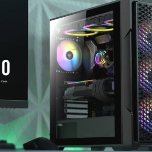 Antec AX90 ATX, 2x 360mm Radiator Support, 4x ARGB 12CM Fans 3x Front & 1x Rear included. RGB controller for six fans. Mesh Tempered Glass Case (LS)