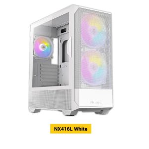 Antec NX416 Mesh White ATX. USB-C x1, USB 3.0 x. 2x ARGB 160mm + 1x ARGB 120mm Fans. LED & PWM Controller. SSD Storage, Cable Routing, Gaming Case