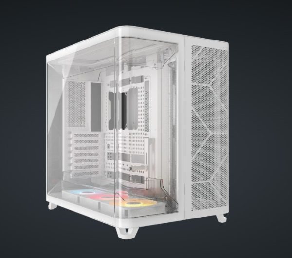 Corsair AIR 5400 RS-R ARGB Mid-Tower ATX Case - White, Triple-Chamber, 360mm Rad Support, Glass Panels, USB-C, ATX/E-ATX, 2x SSD, 1x HDD