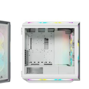 (LSCorsair iCUE 5000T RGB ATX Mid-Tower Case, USB Type-C, 160 RGB LED, Rapid Route, Maximum Cooling, Tool Free Hinged Side Panels, White (LS)