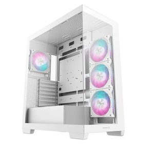 DeepCool CG580 4F WH (White)Panoramic ATX Mid-Tower Case, 4 x Pre Installed Fans Single Chamber, Support Up to 2x 360mm Radiators, Front 2x USB3.0