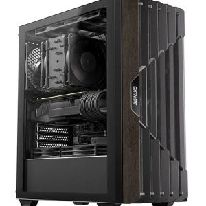 OKINOS Cypress 5 Oak Wood ATX, Type-C ,4 x 120mm 3Pin Non-PWM CaseFans Preinstalled ,Tempered Glass Side Panel,BlackMid-Tower Computer Case