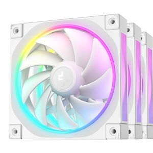 DeepCool FL12 3IN1 WH (3-Pack) 120mm Unique ARGB Fans, Low Noise, 4-pin PWM, Fluid Dynamic Bearing, Addressable RGB LED