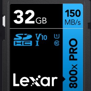 Lexar High-Performance 800x PRO 32GB SDHC™ SDXC™ UHS-I Card BLUE Series read speed up to 150MB/s shoot high-quality images and stunning 1080p Full-HD