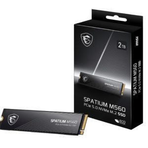 MSI SPATIUM M560 PCIe 5.0 NVMe M.2 2TB SSD, Sequential Read up to 10300MB/s, Sequential Write up to 8700MB/s, 1200 TBW, 5 Year Warranty