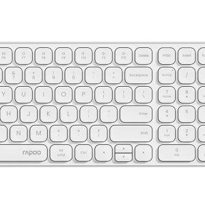 RAPOO 9320M Bluetooth 4.0, 5.0 + 2.4G  Wireless Multi-mode Keyboard Mouse Combo, Aluminum Base, 2400 DPI, 10M Range, Compact White Retail Pack