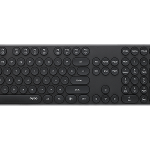 RAPOO Wireless Stylish, Spill-Resistant, Retro Style Round Key, 1000DPI, 2.4G Connection, 10M Range, Nano Receiver, Optical Mouse & Keyboard Black